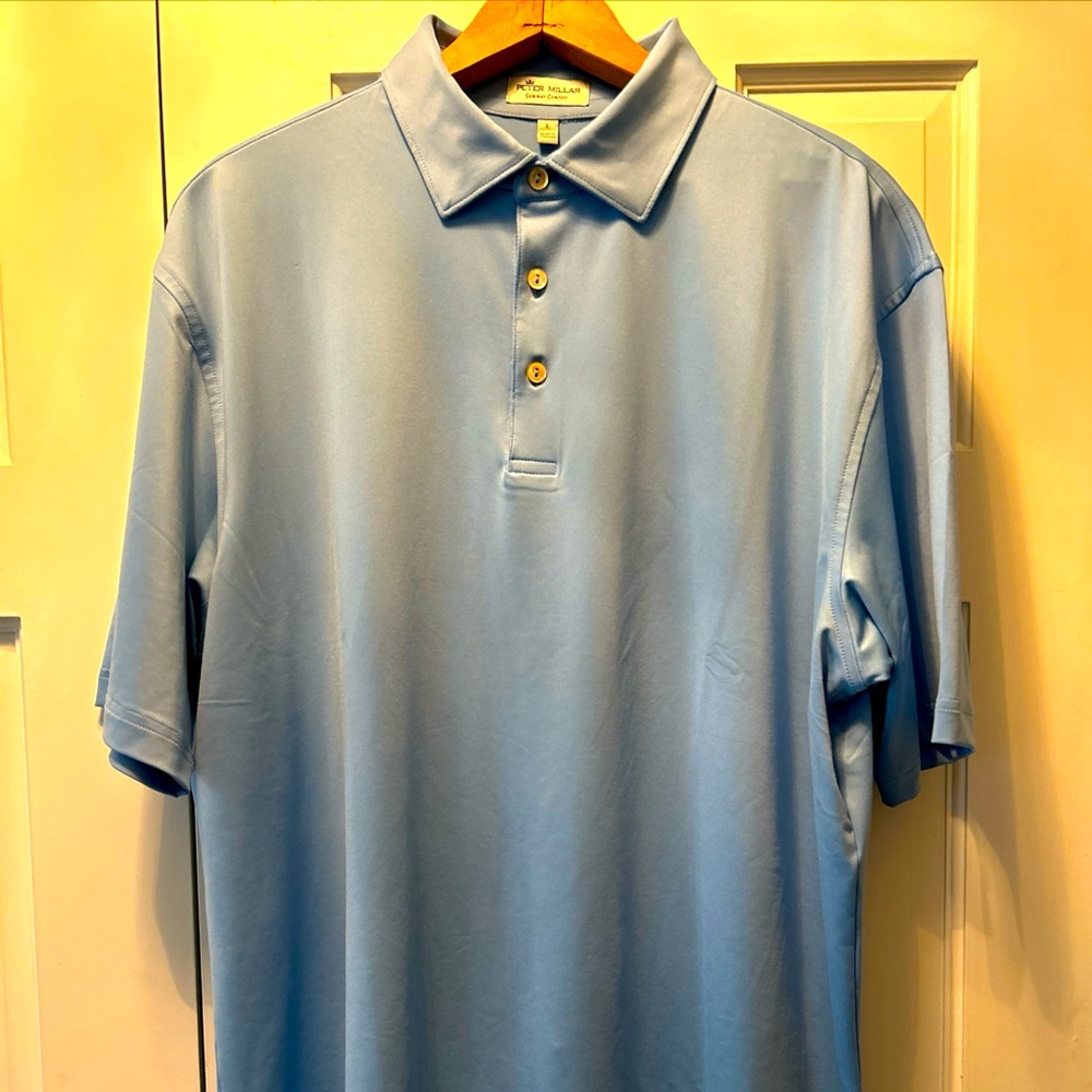 Peter Millar Summer Comfort Baby Blue Polo Size Large